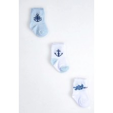 Cocole Socks Erkek Çocuk Soket Çorabı 3’lü Set – Pamuklu Kaplumbağa & Nautical Konsept Desenli