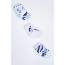 Cocole Socks Erkek Çocuk Soket Çorabı 3’lü Set – Pamuklu Marin & Nautical Desenli