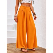 Defy Moda Yüksek Bel Pacaya Dogru Geniş Uzun Pantolon