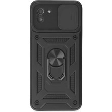 LTG Nova Galaxy A03 Kılıf Pars Lens Yüzüklü - Siyah