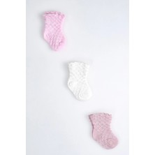 Cocole Socks Kız Çocuk Soket Çorabı 3’lü Set – Pamuklu Klasik Seri & Petek Örgü Desenli