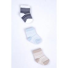 Cocole Socks Erkek Bebek Soket Çorabı 3’lü Set – Pamuklu Klasik Seri & Çizgi Desenli