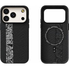 Arkay iPhone 17 Pro Siyah Beyaz Karbon Kılıf Magsafe Mıknatıslı Premium Darbe Emici Aleminyum Kamera Çerçevesi Ve Aleminyum Tuşlar