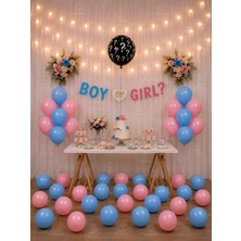 Parti Dükkanı Cinsiyet Partisi Seti Boy Or Girl Banner Siyah Soru Işaretli Balon Pembe Mavi Balonlu Gender Reveal Konsepti 43 Parça