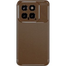 Hace Bazaar Xiaomi Mi 14T Kılıf Auto Focus Karbon Kapak - Kahverengi