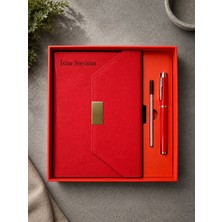 Rüya Kıyısı Kişiye Özel Organizerli Deri Ajanda Planlayıcı & Kutulu Metal Roller Kalem Premium Hediye Seti
