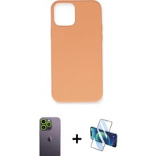 Pileli Store Pilelistore™ iPhone 12 Pro Max Kılıf Ahenk Serisi - Siyah 3D Antistatik Cam Ekran Koruyucu + Neon Fosforlu Kamera Lens - Yl