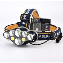 Aksiyon Global Güçlü USB Şarj Edilebilir Profesyonel 8 Modlu 6000 Lümen 8 LED Su Geçirmez Kafa Lambası
