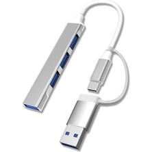 Ankaverse® 4 Port'lu Bağlantı Istasyonu Ultra Ince USB Bölücü Type-C Tipi Çoklu Arayüz Adaptörü Multi USB Çoklayıcı