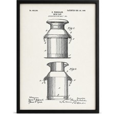 Pegziz Süt Güğümü Patent Çizimi Tablosu Duvar Dekor Tablo