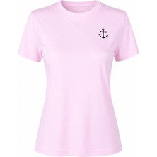 Trender Çapka Baskı Pembe Kadın T-Shirt 6720