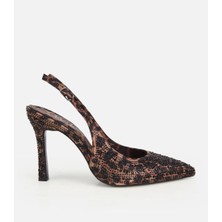 Hotiç 01AYH322800A499 KADIN  Kahverengi Taşlı Arkası Açık Stiletto