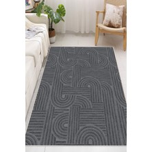 Pelura Halı Modern Girdap Desen Dijital Baskılı Gri Halı Yıkanabilir Kaymaz Taban Salon Halısı Mutfak Halısı