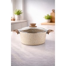 UltraMint 26 cm Granit Derin Tencere, Cam Kapaklı, Yapışmaz, Dayanıklı ve Şık Tasarım