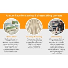 Ak Tradıng Co. Muslin Kumaş/kumaş Ağartılmamış - D Kumaş - Doğal 9,5 Metre Orta Ağırlık -%100 Pamuk (160 cm Genişliğinde), Doğal Ağartılmamış