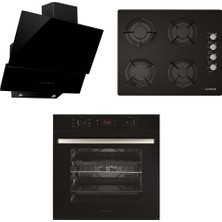 Alveus Premium 3'lü Siyah Ankastre Set (MOD3000-GLS640-MFA627) A Sınıfı Enerji ve Modern Tasarım
