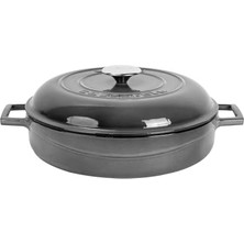 Güzel Hediyem Metal Premium Serisi - Döküm Çok Amaçlı Tencere, Yuvarlak, 28 Cm, Majolik Gri, Kubbe Kapak