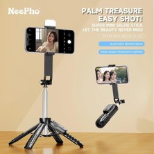 Güzel Hediyem Mini Dört Ayaklı Selfie Çubuğu Telefon Tutucu Kablosuz Bluetooth Kumandalı 85 cm Uzayan 15 cm Katlanan Stabil Masaüstü Seyahat Fotoğraf Video Çekim Aparatı | NP-L8S