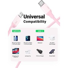 Güzel Hediyem Lightning To Usb-C 3A Pd Mfi Sertifikalı Hızlı Şarj Kablosu, 1 Metre, Pembe
