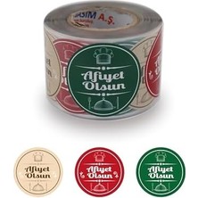 Güzel Hediyem Afiyet Olsun Etiketi 5cm Çapında ve 500 Adetli 3 Farklı Renkte, Restaurantlar Için Kuşe Etiketi