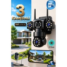 Esvision Ventus ICSee 9002 9MP 3l Lens 360° Görüş Hareketli  Waterproof Gece Görüş Sesli Görüşme Akıllı Kamera Çakarlı