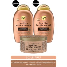 Ogx Brazilian Keratin Smooth Düzleştirici Sülfatsız Şampuan 385 ml x2 + Saç Maskesi 300 ml