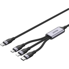 Güzel Hediyem Unitek Type-C 3in1 Lightning Usb-C Micro USB Çoklu Şarj Kablosu 20W 1,5m