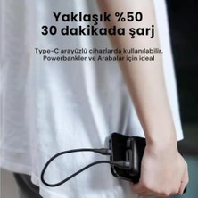 Güzel Hediyem Super Şarj 5A 66W Type-C Şarj Kablosu Kısa Type-C Powerbank Şarj Kablosu Örgü Kopmaz Kablo