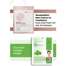 Dermal 3 Katmanlı Rose Gold Göz Maskesi ve Canlandırıcı, Yenileyici, Sakinleştirici Centella Asiatica Özlü Kolajen Maske Seti