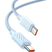 Mcdodo CA-3671 Crystal Serisi Type-C Type-C 100W Pd Hızlı Şarj ve  Örgü Kablo Mavi 1.2
