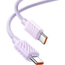 Mcdodo CA-3672 Crystal Serisi Type-C Type-C 100W Pd Hızlı Şarj ve  Örgü Kablo Mor 1.2m