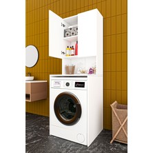 Asra Trend Lüks 2 Kapaklı Çamaşır Makinesi Dolabı %100 MDF 2 Kapaklı Çok Amaçlı Banyo Dolabı BD01