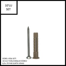 Boşluk Dübel Seti 10 Adet. 10mm Dübel , 6.0X70  Sunta Vidası