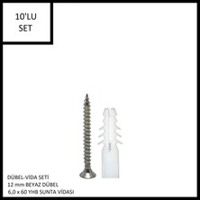 Dübel Vida Seti 10 Adet,  12 mm Dübel 6,0X60 vida