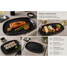Bonna Porselen Cosmos Black Vago Dikdörtgen Tabak 36 cm - COSBLVAO36DT