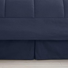 Güzel Hediyem 2 Yastık Kılıfı & 2 Yastık Kılıfı & Yatak Eteği Dört Mevsim Sıcaklık, Ince Çift Fırçalı MIKROFIBER/%100 Fiber Dolgu, Yunan Anahtar Lacivert, Kraliçe