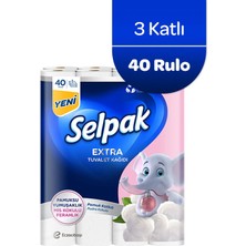 Selpak® Extra Pamuk Katkılı ve Pudra Kokulu 40'lı Tuvalet Kağıdı