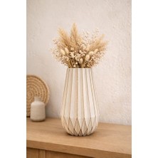 Güzel Hediyem Handmade Dekoratif Seramik Vazo | Modern & Çizgili Tasarım | El Yapımı Doğal Dokulu Vazo | Salon, Masa & Konsol Dekoru