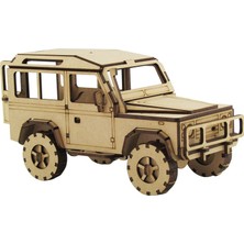 3D Sergi Ahşap LR Defender Jeep Maketi 131 Parça Yetişkinler ve Çocuklar İçin Eğitici Ahşap Model