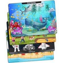 Güzel Hediyem Çocuklar Için Eğitici ve Öğretici Ahşap 24 Parça Renkli Puzzle 4'lü Set, Mdf Malzeme, 2 Yaş ve Üzeri, 4iüpuzzleset9