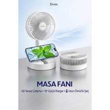 Divex Taşınabilir Masaüstü Vantilatör-Şarjlı 3 Kademeli Güçlü Rüzgar Özelliği ile Sessiz Çalışan Mini Fan
