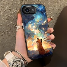 HONTINGA iPhone 16E ile Uyumlu Kılıf Silikon Kenar Sert Arka Kamera Koruyucu Basitlik Anti Düşme Kamera Korumalı Tilki Desen Couple Telefon Kılıfı Kadın ve Erkek Için Uygundur K1-1346