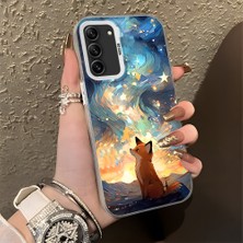 HONTINGA Samsung Galaxy S21 Fe ile Uyumlu Kılıf Silikon Kenar Sert Arka Kamera Koruyucu Basitlik Anti Düşme Kamera Korumalı Tilki Desen Couple Telefon Kılıfı Kadın ve Erkek Için Uygundur K1-1346