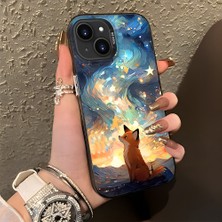 HONTINGA iPhone 13 Mini ile Uyumlu Kılıf Silikon Kenar Sert Arka Kamera Koruyucu Basitlik Anti Düşme Kamera Korumalı Tilki Desen Couple Telefon Kılıfı Kadın ve Erkek Için Uygundur K1-1346