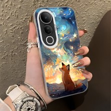 HONTINGA Vivo V50 Lite ile Uyumlu Kılıf Silikon Kenar Sert Arka Kamera Koruyucu Basitlik Anti Düşme Kamera Korumalı Tilki Desen Couple Telefon Kılıfı Kadın ve Erkek Için Uygundur K1-1346