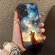 HONTINGA Samsung Galaxy A07 ile Uyumlu Kılıf Silikon Kenar Sert Arka Kamera Koruyucu Basitlik Anti Düşme Kamera Korumalı Tilki Desen Couple Telefon Kılıfı Kadın ve Erkek Için Uygundur K1-1346