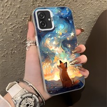HONTINGA Samsung Galaxy A07 ile Uyumlu Kılıf Silikon Kenar Sert Arka Kamera Koruyucu Basitlik Anti Düşme Kamera Korumalı Tilki Desen Couple Telefon Kılıfı Kadın ve Erkek Için Uygundur K1-1346