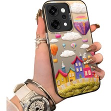 HONTINGA Oppo Reno 14 Pro 5g ile Uyumlu Kılıf Silikon Kenar Sert Arka Kamera Koruyucu Basitlik Anti Düşme Kamera Korumalı Balon Desen Couple Telefon Kılıfı Kadın ve Erkek Için Uygundur K1-1347
