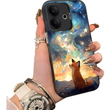 HONTINGA Vivo V60 Lite 5g ile Uyumlu Kılıf Silikon Kenar Sert Arka Kamera Koruyucu Basitlik Anti Düşme Kamera Korumalı Tilki Desen Couple Telefon Kılıfı Kadın ve Erkek Için Uygundur K1-1346