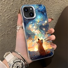 HONTINGA iPhone 13 Mini ile Uyumlu Kılıf Silikon Kenar Sert Arka Kamera Koruyucu Basitlik Anti Düşme Kamera Korumalı Tilki Desen Couple Telefon Kılıfı Kadın ve Erkek Için Uygundur K1-1346